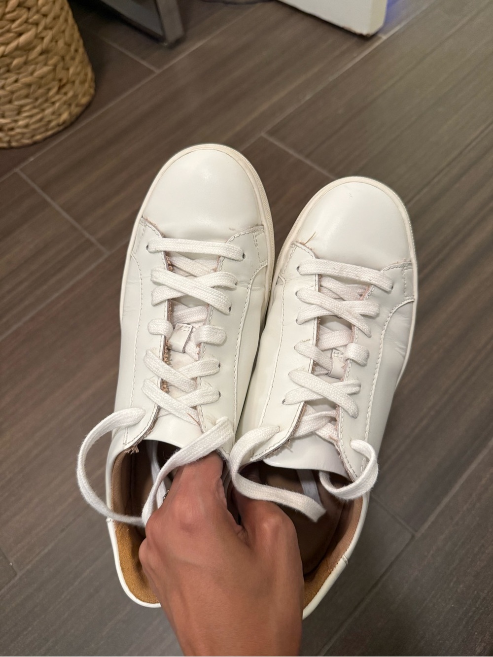 Women's Classic White Leather Sneakers - Picture 3 of 5